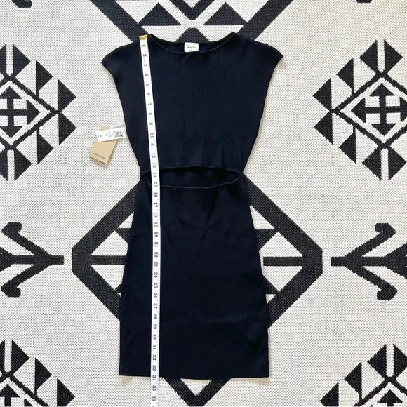 Wilfred Free Cut Out Ribbed Knit Mini Dress in Black