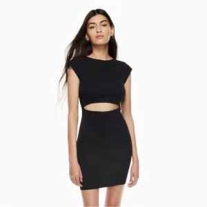 Wilfred Free Cut Out Ribbed Knit Mini Dress in Black