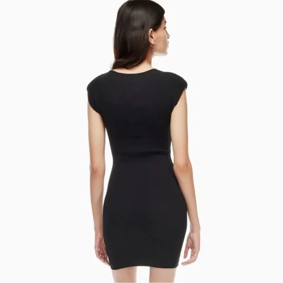 Wilfred Free Cut Out Ribbed Knit Mini Dress in Black