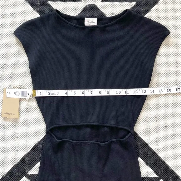 Wilfred Free Cut Out Ribbed Knit Mini Dress in Black