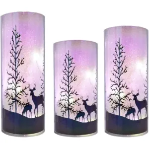Winter Christmas Tree Stag Lamps - Multi Colour LED Lights -  3 PACK