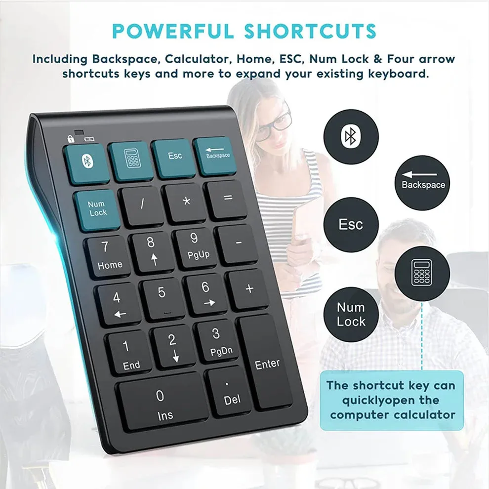 Wireless Rechargeable Bluetooth Numeric Keypad - Slim 22-Keys