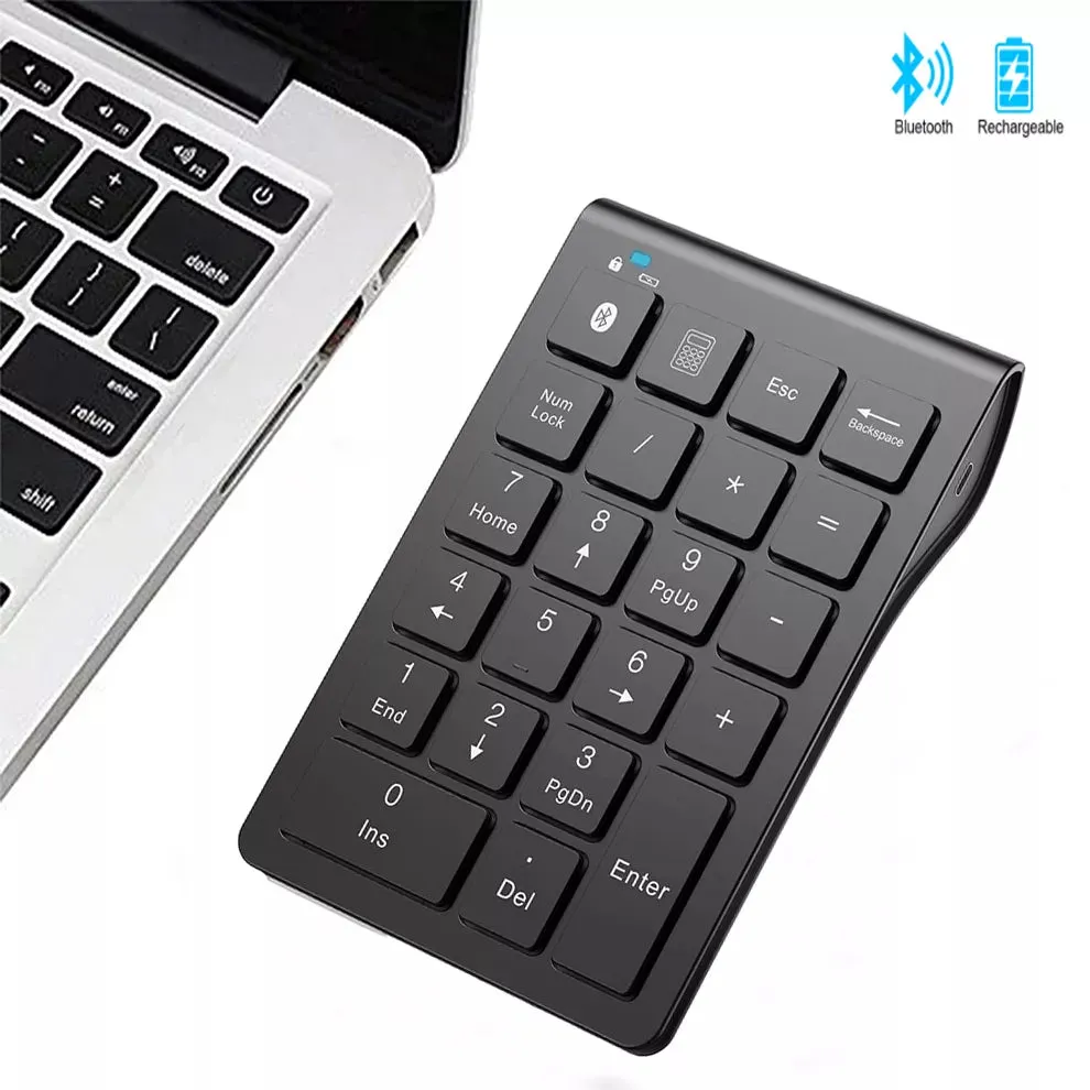 Wireless Rechargeable Bluetooth Numeric Keypad - Slim 22-Keys