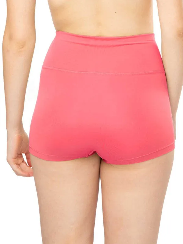 Women Coral Pink Solid Boy Shorts Panty - WONDERKNICKER-Coral-Pink