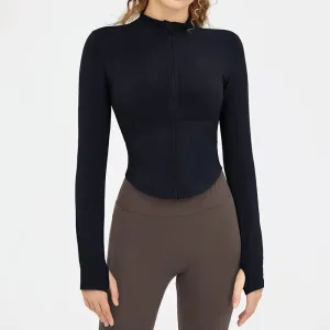 Women's Skinny Slim Zipper Short Stand Collar Coat