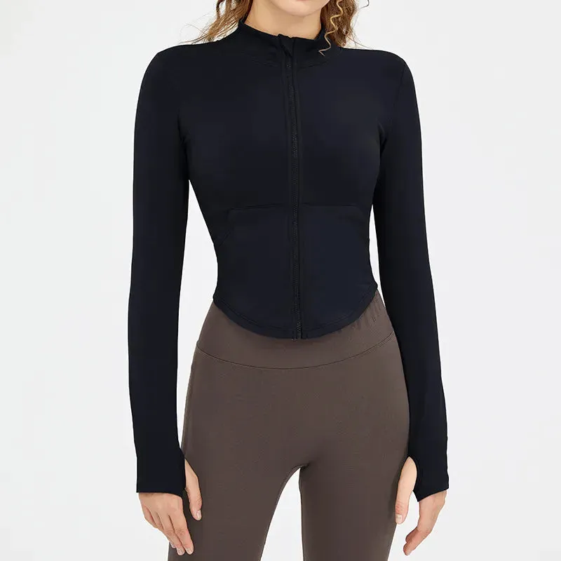 Women's Skinny Slim Zipper Short Stand Collar Coat
