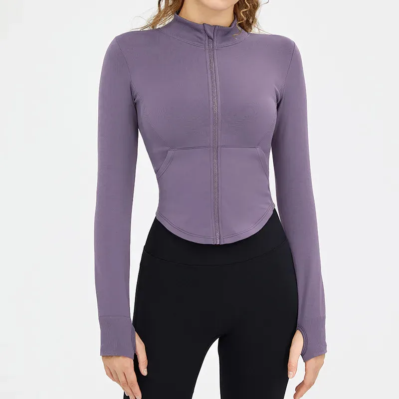 Women's Skinny Slim Zipper Short Stand Collar Coat