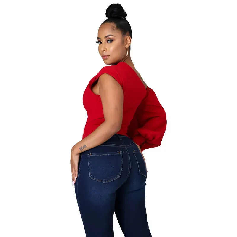 women's t-shirt long sleeve t-shirts pleated streetwear solid color