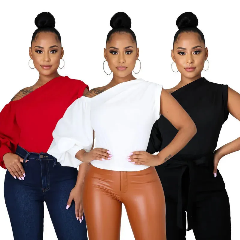 women's t-shirt long sleeve t-shirts pleated streetwear solid color
