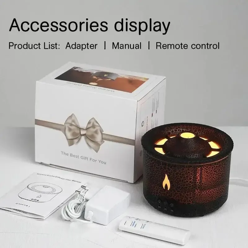 Wonstella Volcano Lava Ultrasonic Aromatherapy Humidifier with Remote & USB – 560ml Diffuser