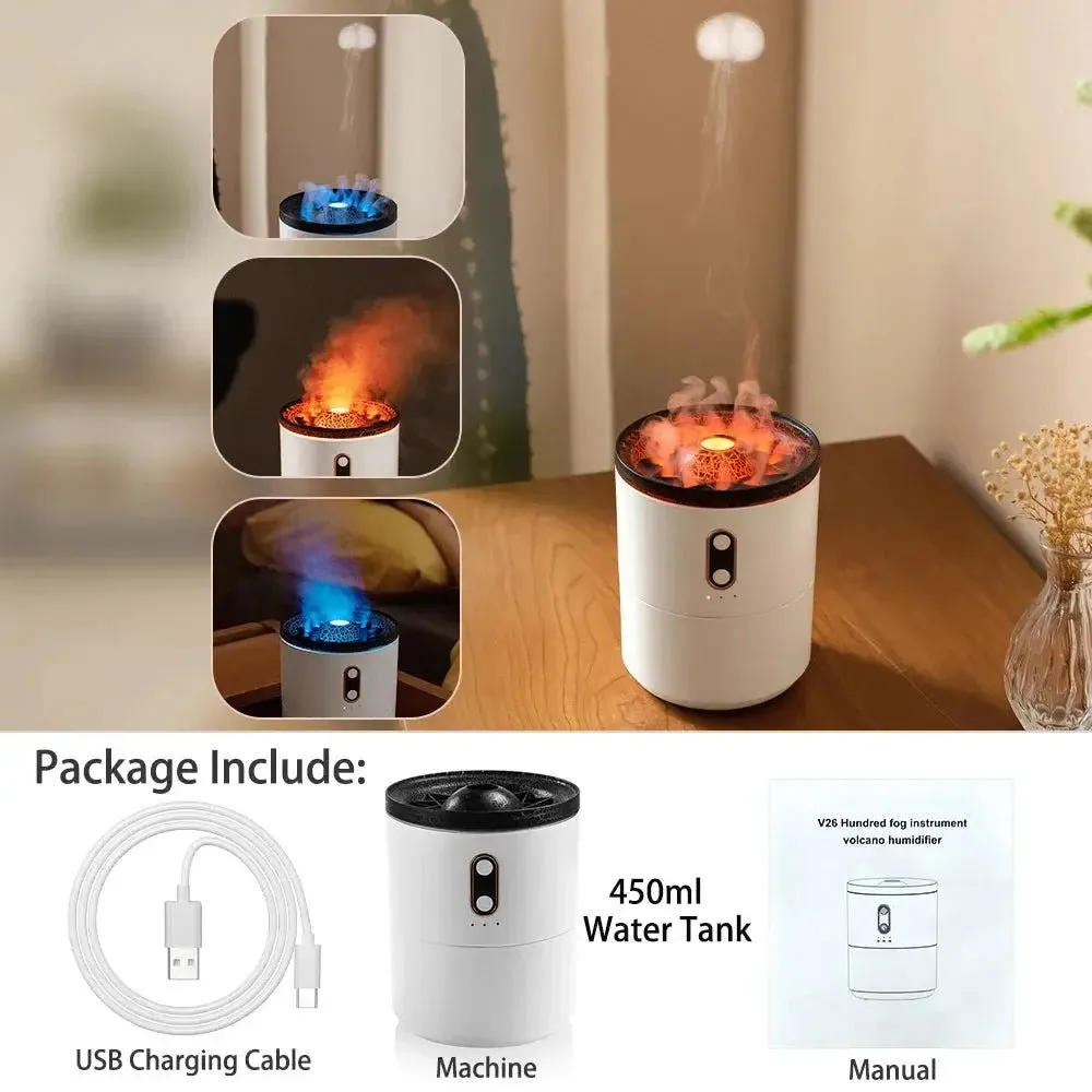 Wonstella Volcano Lava Ultrasonic Aromatherapy Humidifier with Remote & USB – 560ml Diffuser