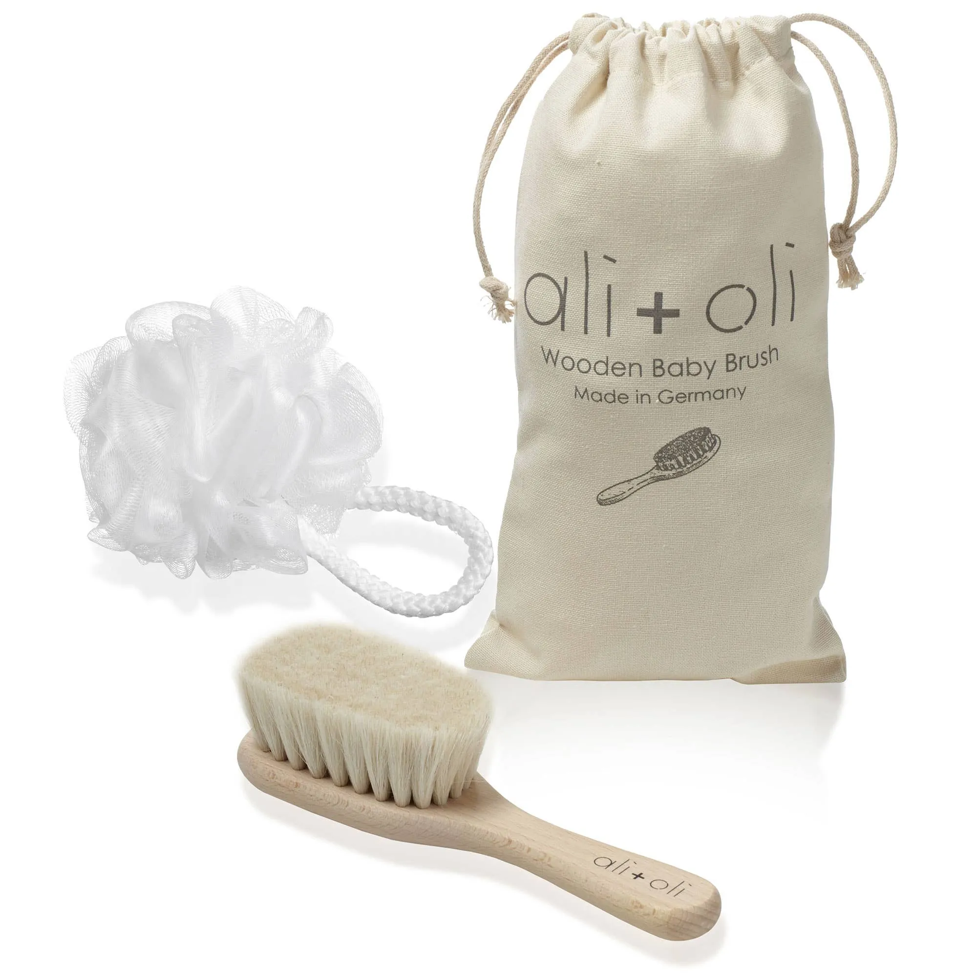 Wooden Baby Brush with Natural Beech Wood and Goat Hair