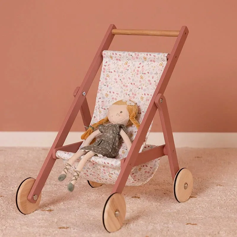 Wooden Doll Stroller By Little Dutch - Flowers & Butterflies