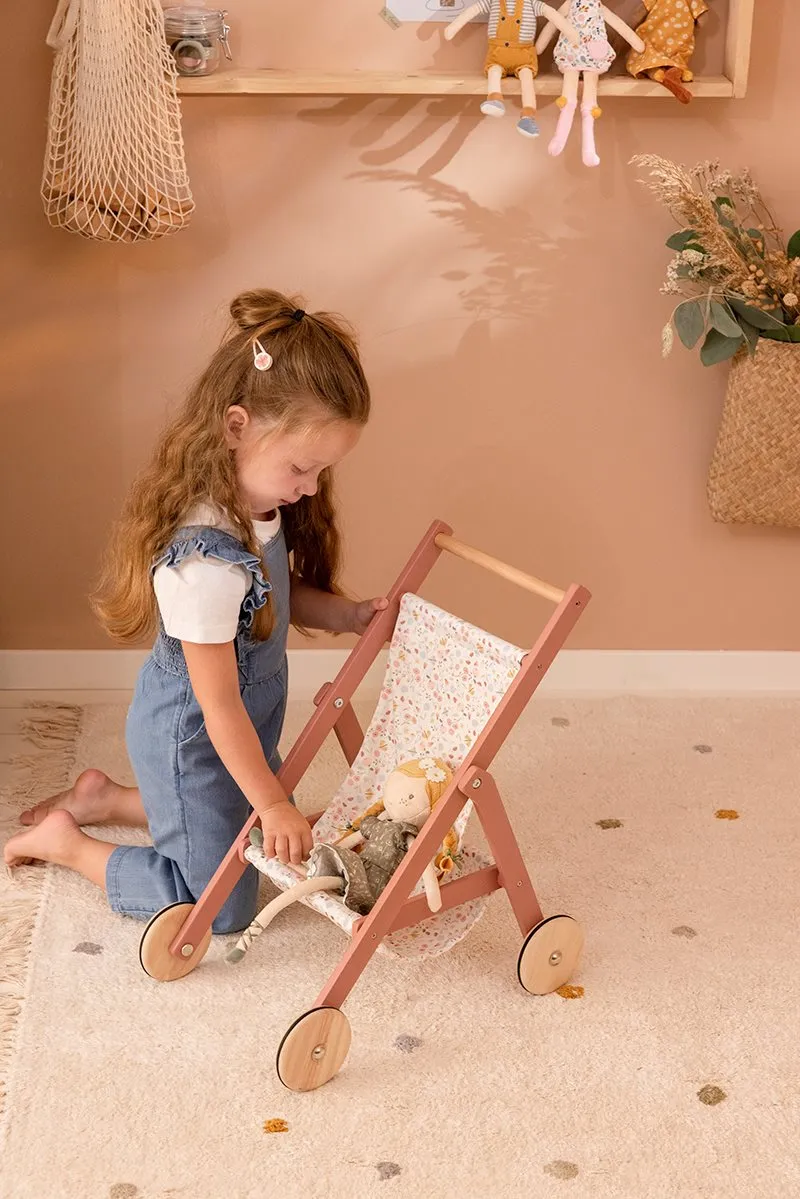 Wooden Doll Stroller By Little Dutch - Flowers & Butterflies