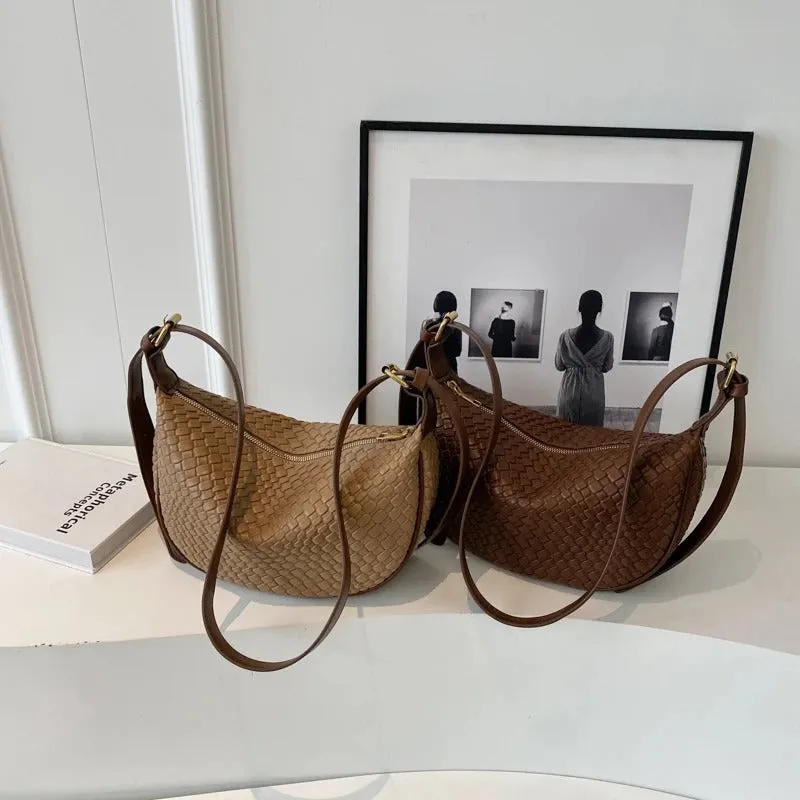 Woven Half Moon Bag