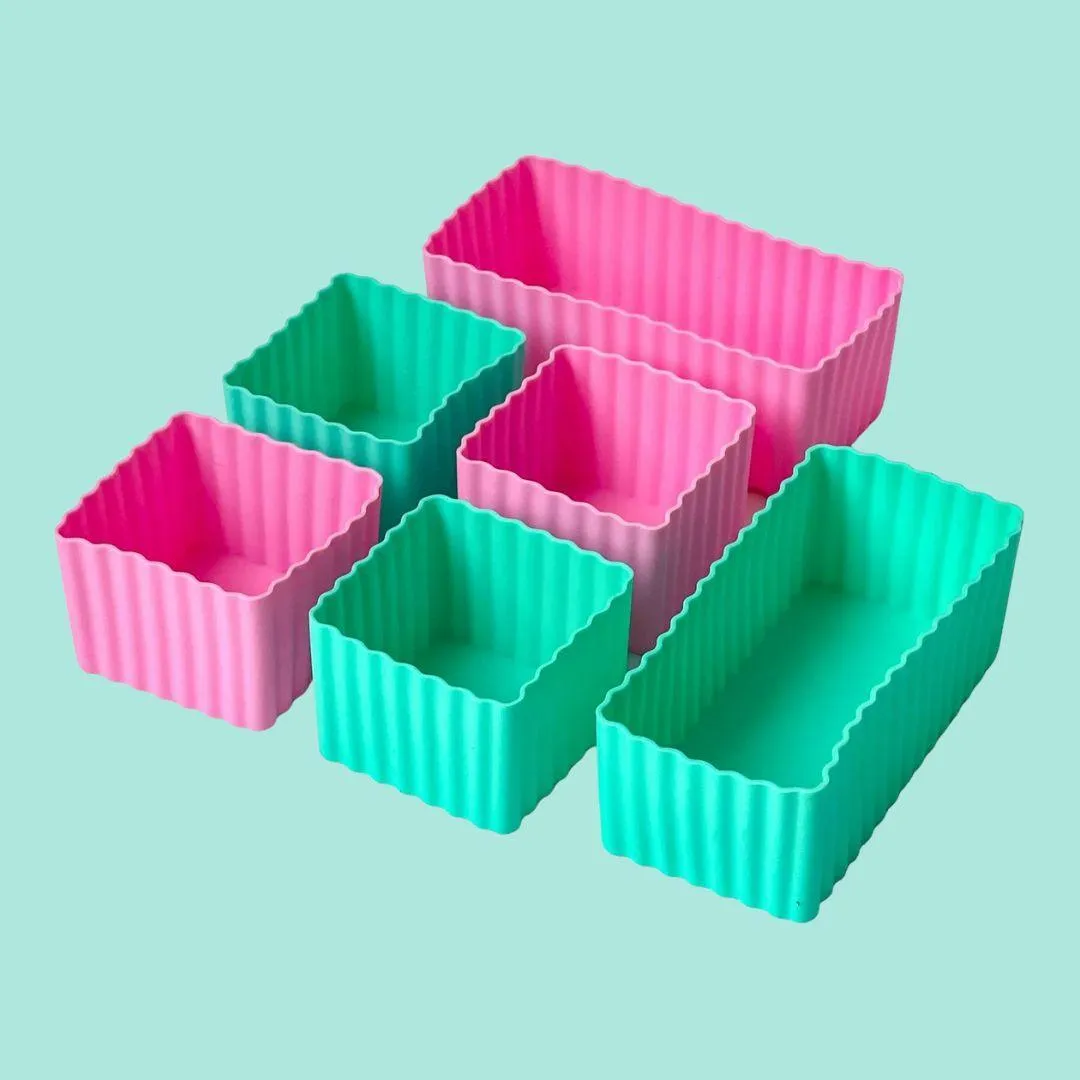 Yumbox Mini Silicone Bento Cups - Set of 6 - Pink Aqua