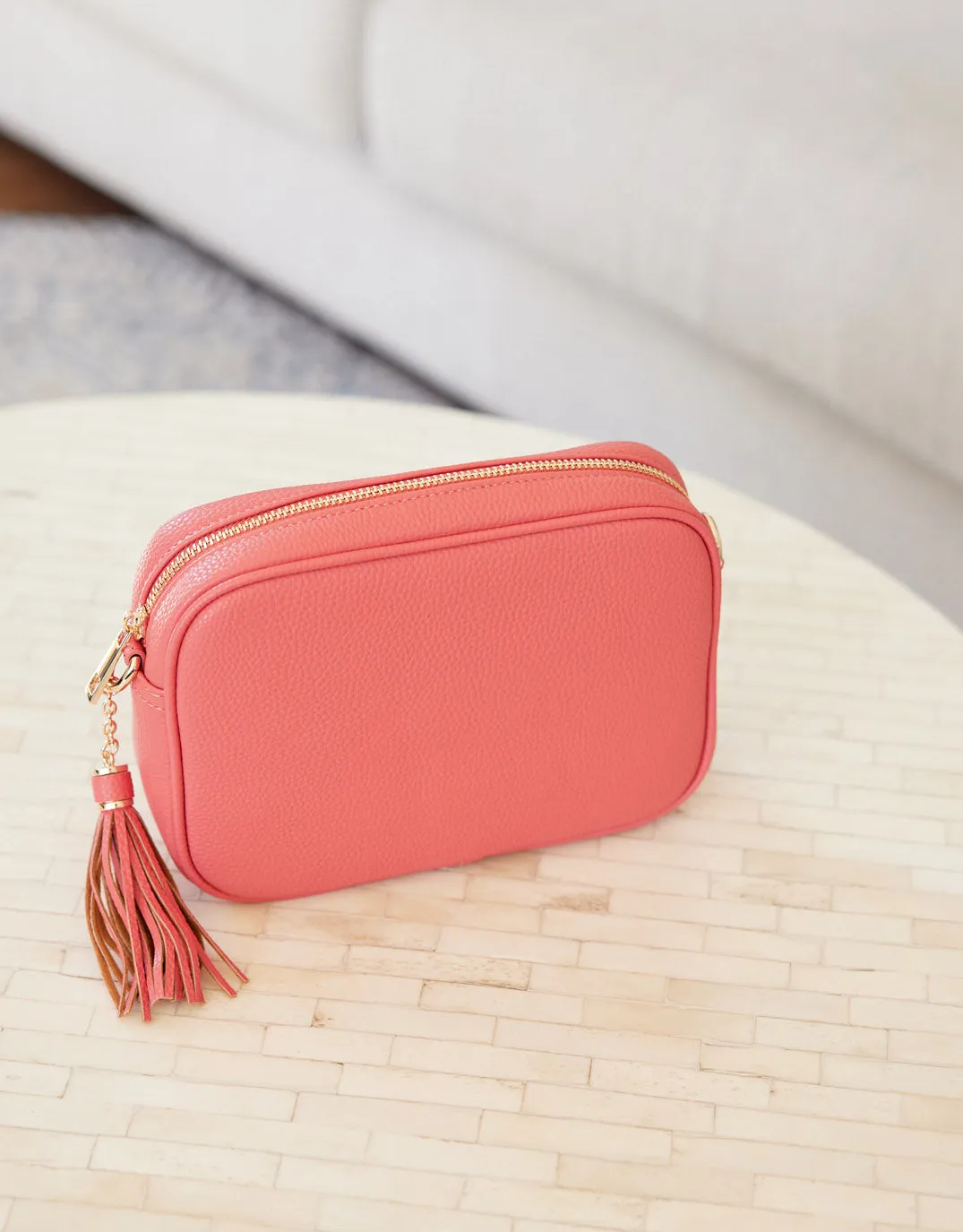 Zoe Crossbody Bag - Coral/Navy White Stripe